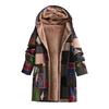 Fleece Jackets for Women Zip Up Floral Print Sherpa Lined Hooded Jacket Vintage Ethnic Style Patchwork Coat