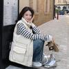 Lamb wool splicing down cotton vest women's autumn and winter waist thin medium and long vest jacket