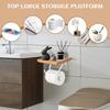 Toilet Paper Holder with Natural Walnut Wooden Shelf Wall Mount Toilet Paper Tissue Holder Tissue Paper Roll Holder with 2 Hooks