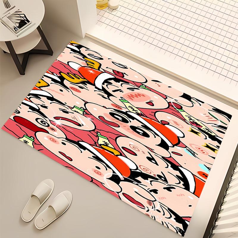 1pc Crayon Shin-chan Print Area Rug - Soft, Washable Non-Slip Indoor Mat, Living Room, Home Office Decorative Rug,Office Decorative