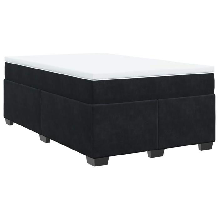 Exclusive House - Bed Slat Base with Mattress Black 120x200 Cm Velvet