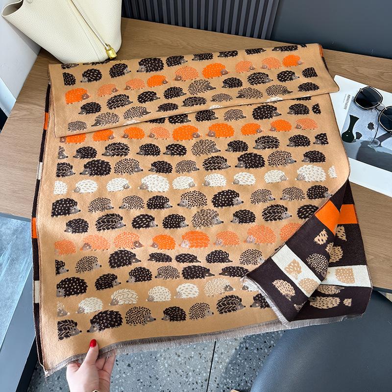 

Модный универсальный двухсторонний шарф из искусственного кашемира контрастных цветов, зимняя высококачественная теплая шаль для женщин 185cm коричневый