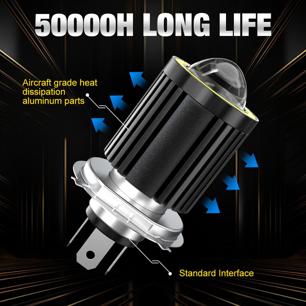 1 Adet 12-80V Evrensel H4 LED Motosiklet Farı 16000Lm BA20D H6 Melek Göz Motor Led Ampul CSP Çip Lens Motosiklet Farı Beyaz Sarı Hi Lo Işın