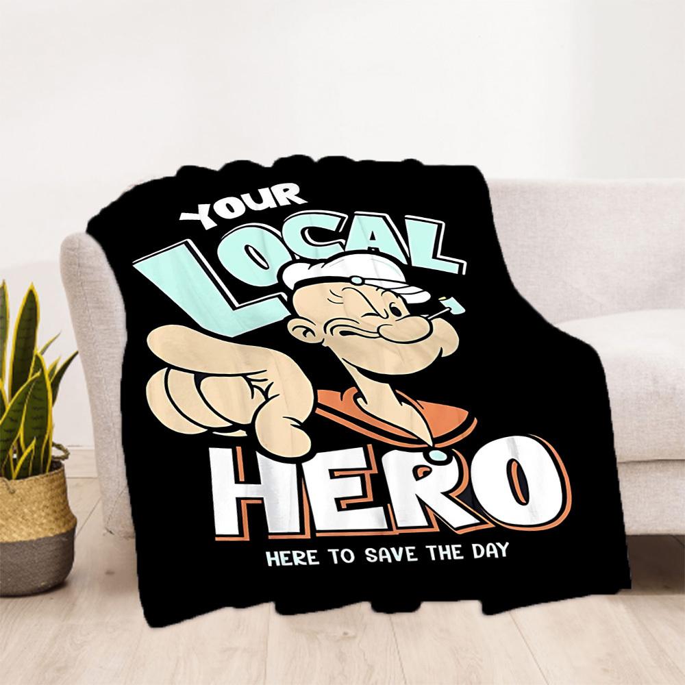 1pc Popeye the Sailor All-Season Comfort, Outdoor Flannel Blanket - Soft, Warm & Cozy for Naps, Camping & Travel 066