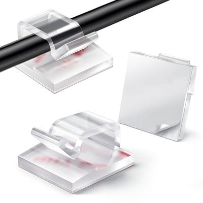 100 Stück Klebe-Kabelklemmen - Selbstklebender Kabelorganisator mit starker Kleberückseite, Kunststoffähnlicher Halt für Lichterketten, Wandkabel