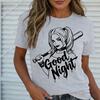 Womens Harley Quinn Good Night Graphic TShirt Casual Short Sleeve Tee Plus size Streetwear Top for Daily Wear Hot Selling