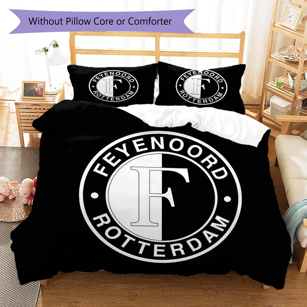 Feyenoord logo Pattern Bedding Quilt Set Quilt Cover Pillowcase Home Decoration Birthday Gift (1 * duvet cover + 2 * pillowcase, without core)