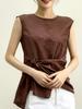 Women's High-End Sleeveless Knotted Top – Casual, Solid Color for Spring/Summer