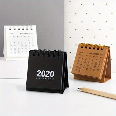 Novoroční mini stolní kalendář Creative Simple Stolní Coil Poznámkový blok Kraft Paper Calendar Denní rozvrh Domácí dekorace na plochu