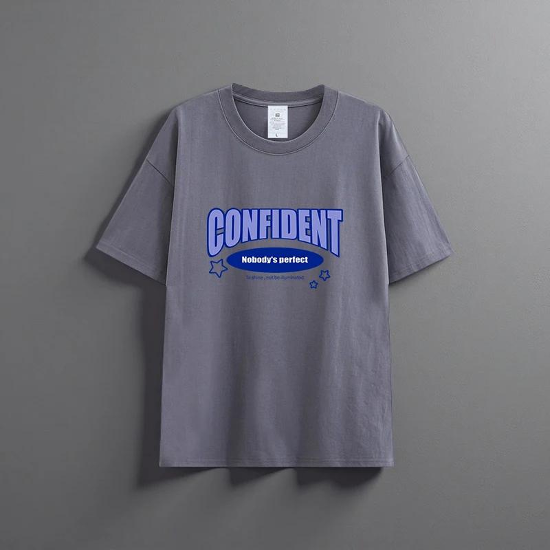 Letní nové unisex všestranné tričko z čisté bavlny módní ležérní top s kulatým výstřihem prodyšné volný střih potisk krátký rukáv