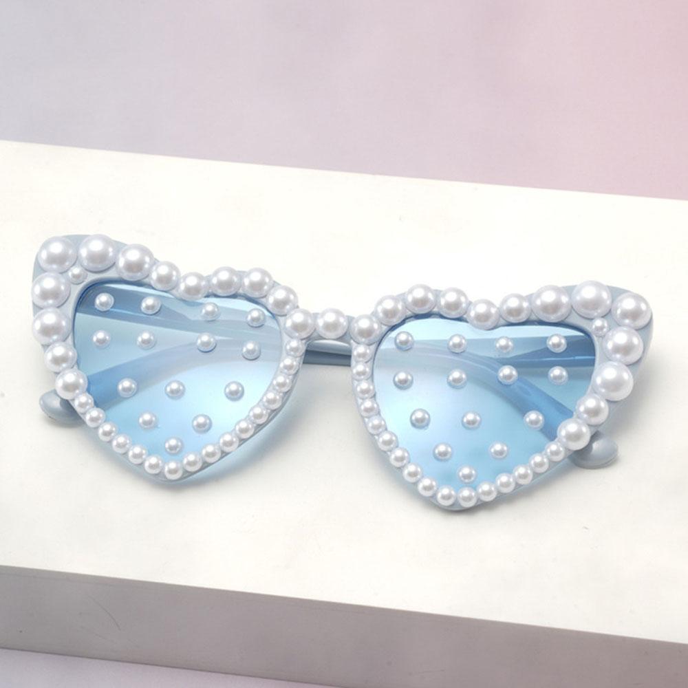 Fashion Sunglasses Fashionable Love Pearl Sunglasses Heart Shaped Sunglasses Anti-Ultraviolet For Party Cycling Outdoor Sports