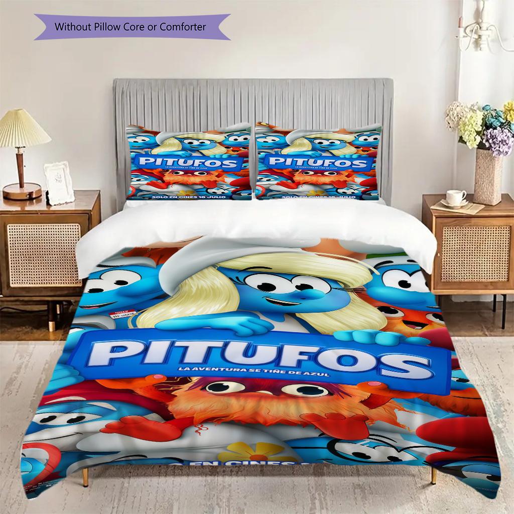 Smurfs Lost Village Threepiece Set 1 Duvet Cover 2 Pillowcase Without Core Duvet Cover And Pillowcase Christmas Birthday Gift Bedding Set