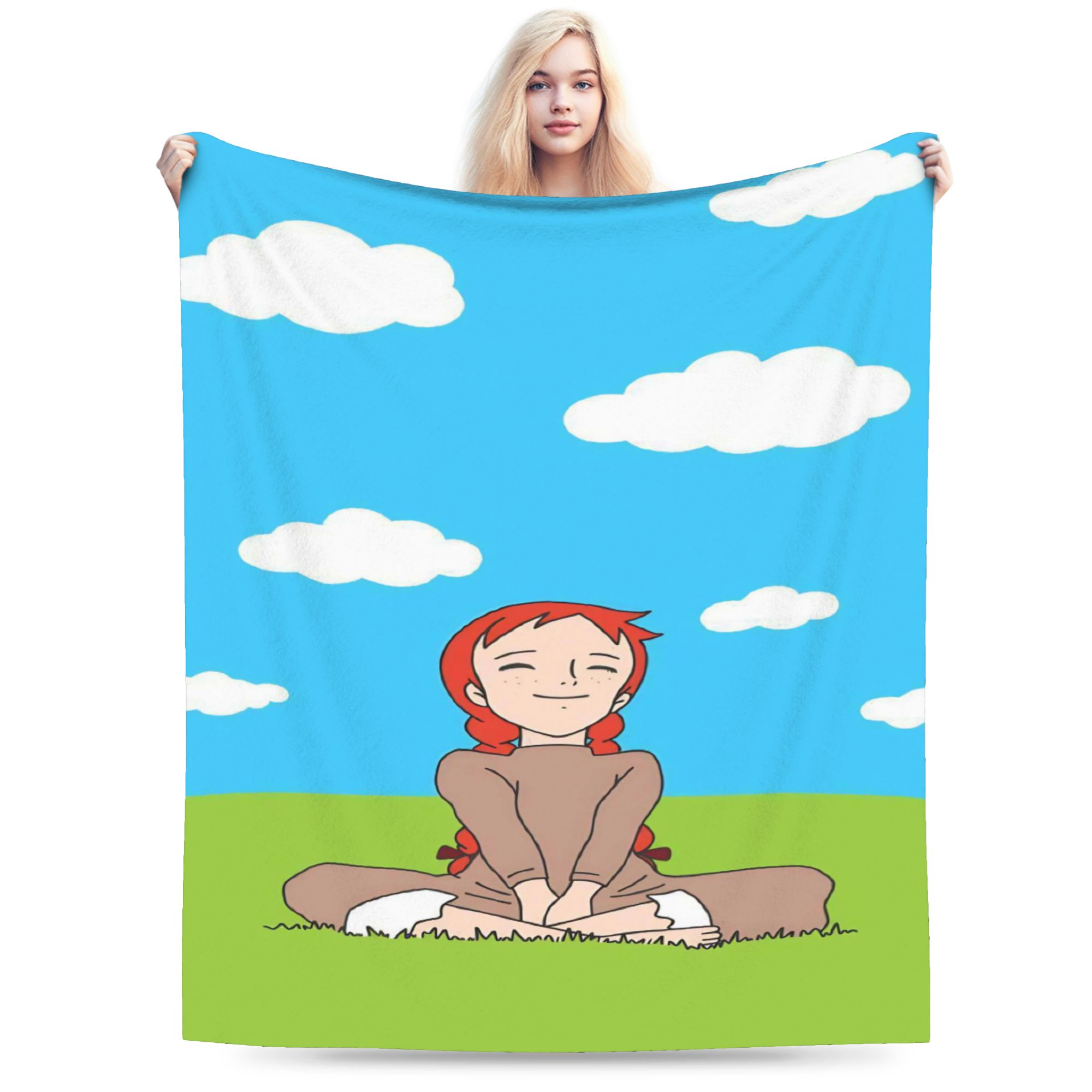 

Soft BlanketKids Camping Cartoon manga A-Anne of Green Gables Throw Blanket Flannel Bedspread For Outdoor Print Sofa Bed Cover 75x90cm