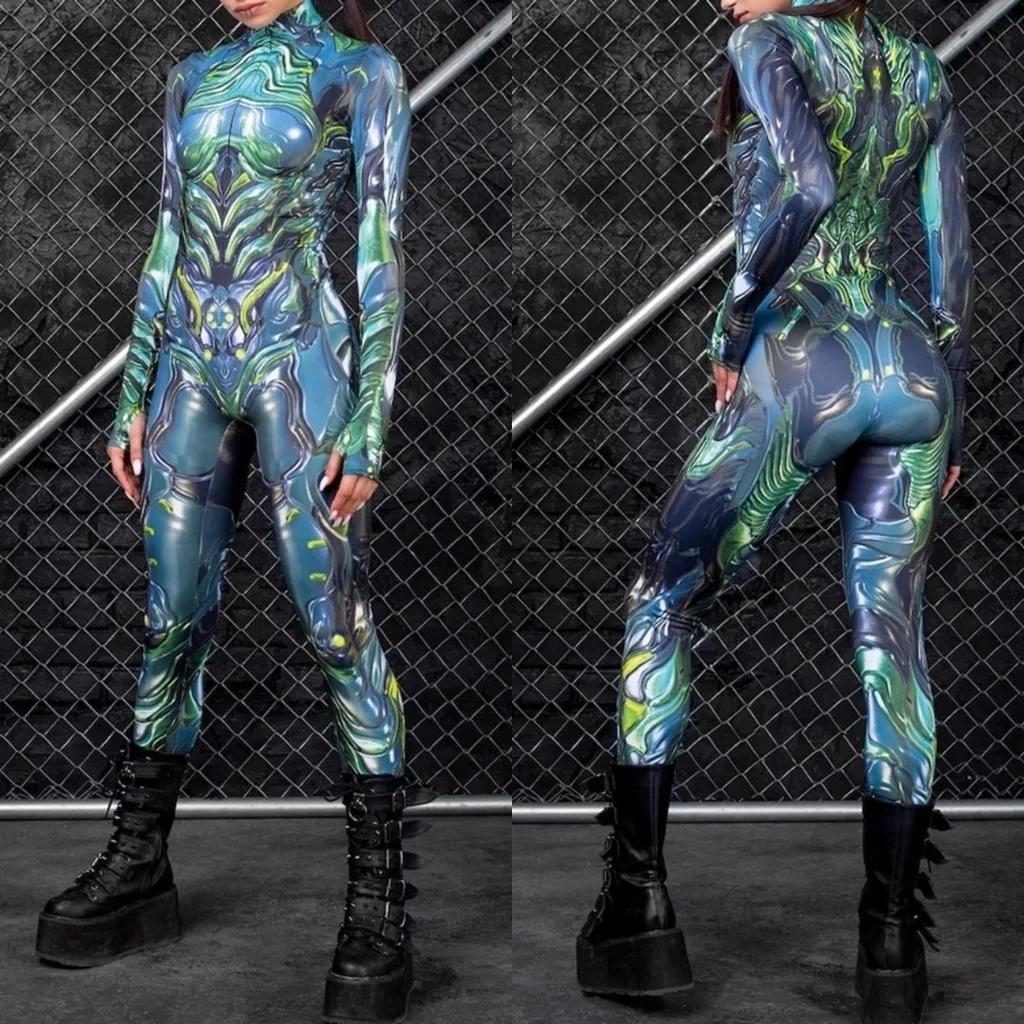 3D Digitaltrykk Sceneopptreden Kostymer Voksne Halloween-arrangementer Karneval Temafest Cosplay Antrekk Latespill Jumpsuit