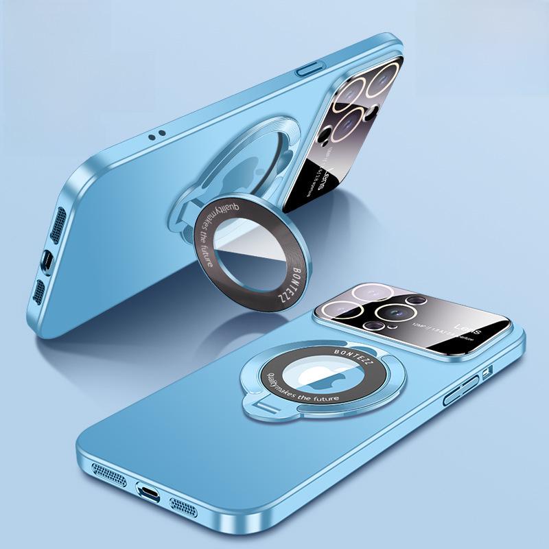 "iPhone 16 Pro Max Frosted Case with Magnetic Metal Bracket for Apple 15"