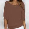 2026 Women's Solid Color Round Neck Knitwear Three-Quarter Sleeve Top