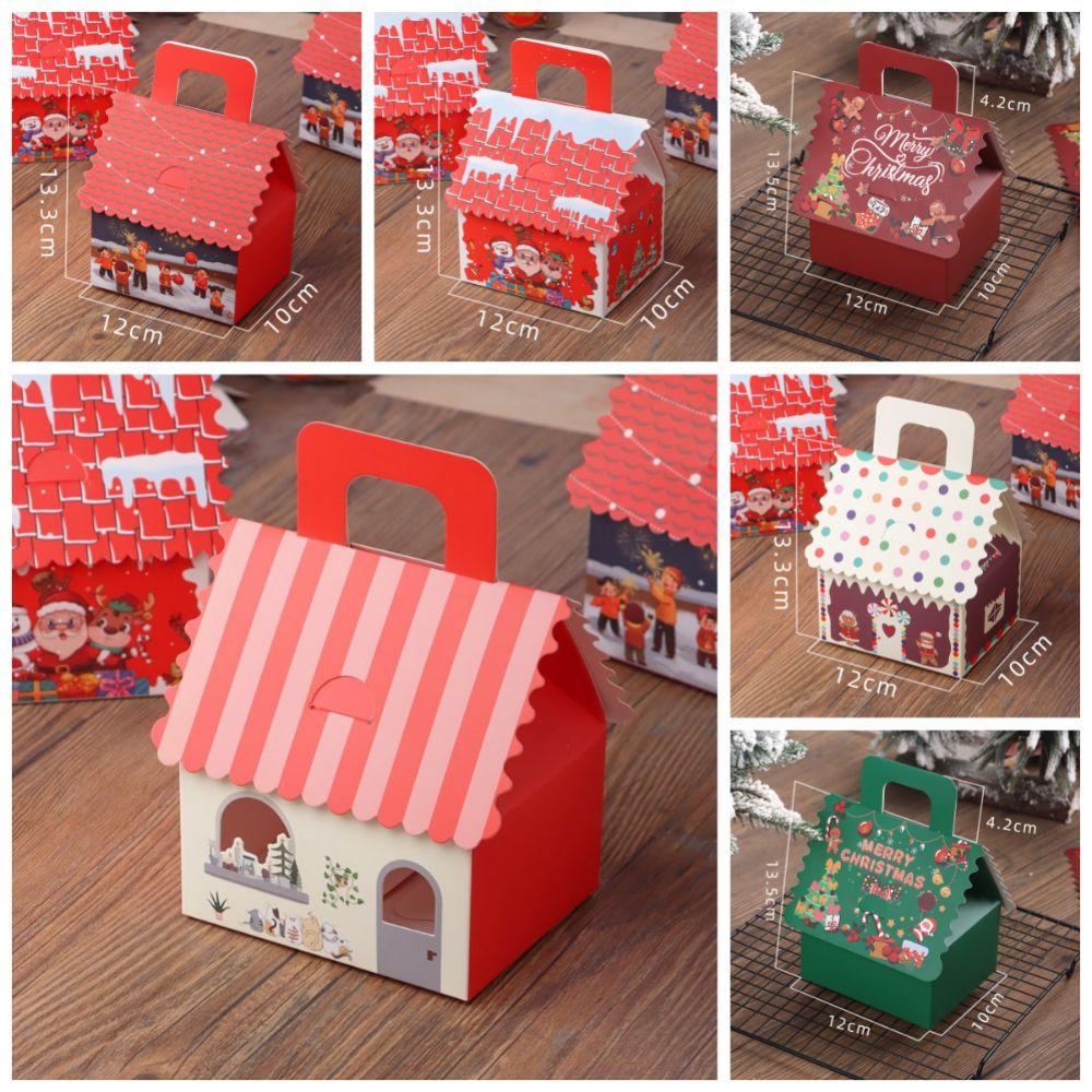 10pcs Christmas Cookie Snack Bag Kraft Paper Packing Box Creative Candy Gift Boxes  for Xmas Party
