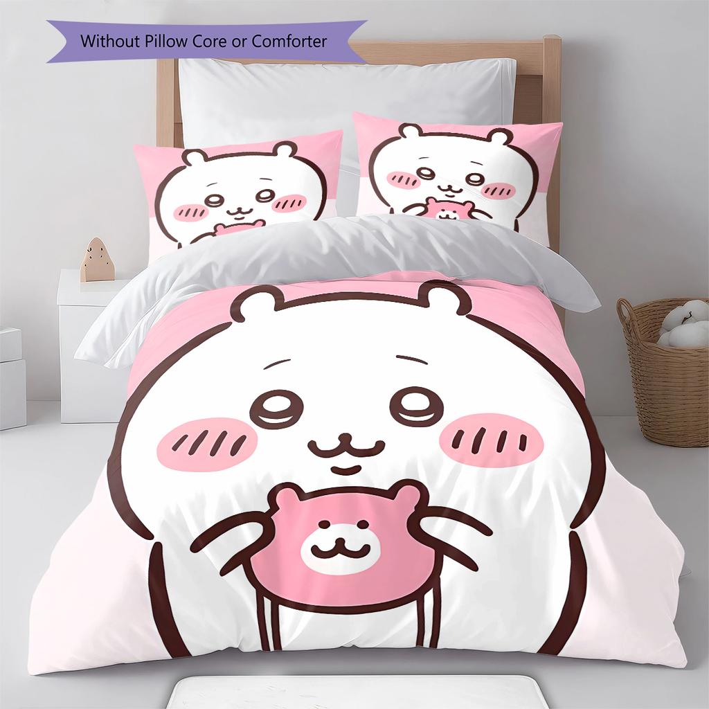 chiikawa Pattern Bedding,Quilt Set Quilt Cover Pillowcase Home Birthday Gift (1 * duvet cover + 2 * pillowcase, without core)
