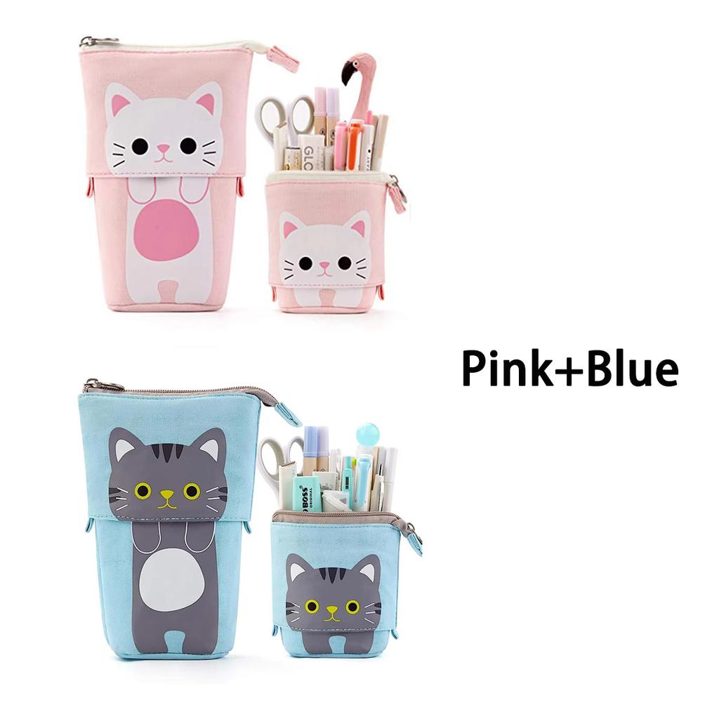 Cute Large Capacity Retractable Pencil Case Kawaii Pen Box Girls Cosmetic Storage Bag Stationery School Office Supplies