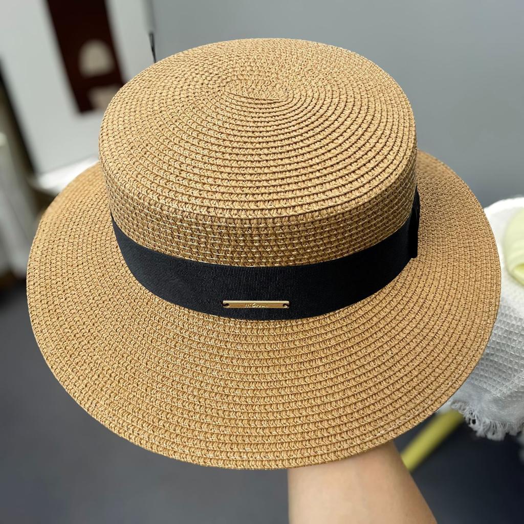 Seaside Beach Straw Hat Children Summer Sun Protection Big Brim Sun Hat Premium Top Hat French Flat Top Straw Hat
