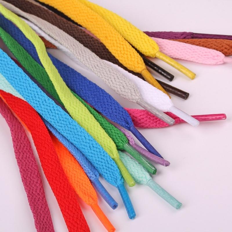 1 Pair Flat Sneaker Shoelaces 8mm Wide Polyester Replacement Multicolored Laces for Trainers and Casual Shoes Strings