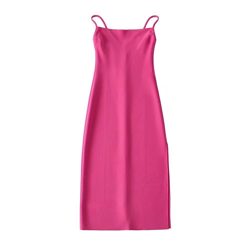 Kendou French sexy one-word collar high waist slim side split suspender medium and long dress hip skirt women