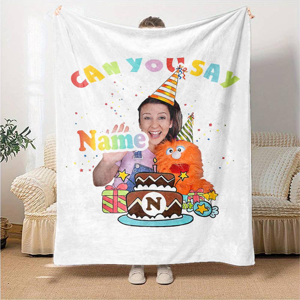 Custom Name Ms. Rachel Theme Printed Blanket - Perfect for Couch, Bed, Travel & Outdoor Use | Machine Washable, Cozy & Durable.