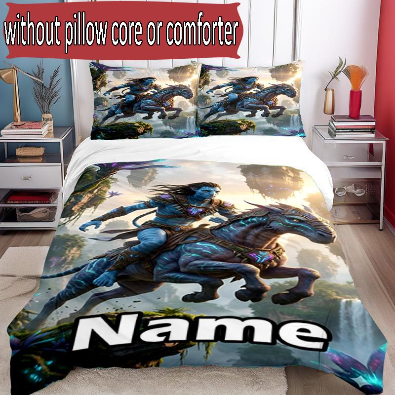 3pcs Duvet Cover Set (1*Duvet Cover + 2*Pillowcase, Without Core), Custom Name Avatar Pattern Bedding Set, Home Bedroom Decor Gift