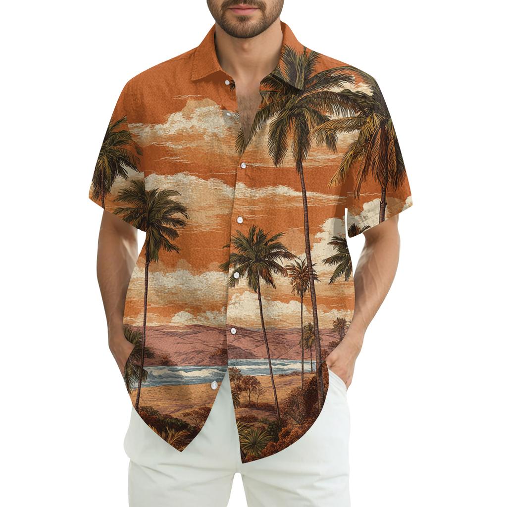 Herrskjorta med tryck, kortärmad design