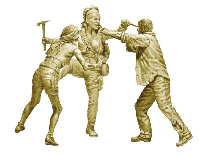 Master Box 1/35 Zombieland Series Zombie Hunter: 1 Female Figure + 2 Attacking Male and Female Zombies (Plastic Model Kit) MB35244 (Figure)