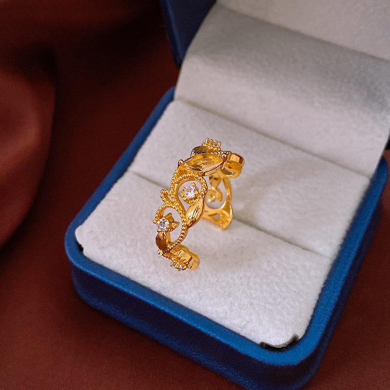 Vintage Palast Blumenring Diamantstil Leichter Luxus Premium Zeigefinger Schmuck