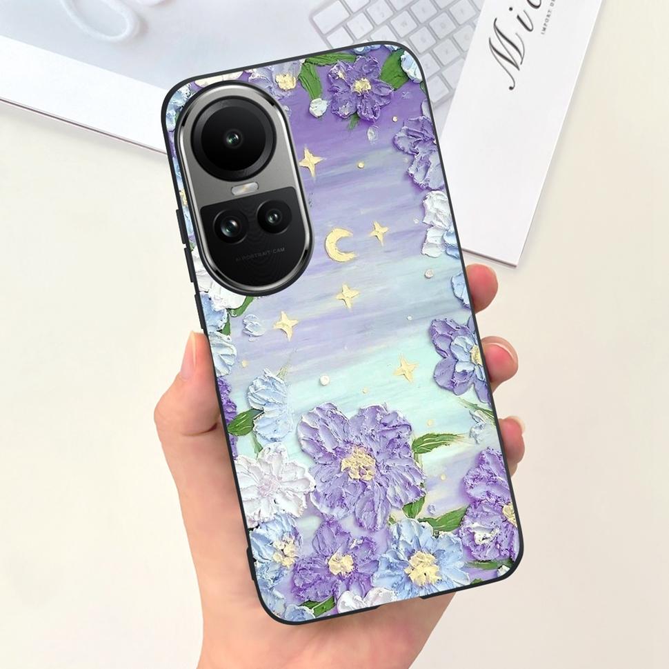 For Oppo Reno10 Case Luxury Colourful Painted Cover Soft Silicone Phone Case For Oppo Reno 10 Reno10 Pro 5G Back Cover Bumper