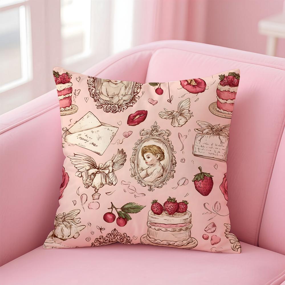 Retro Fashion romantic Cupid Love Cushion Cover Pillow Case Soft Skin Friendly Fabric  Concealed Zipper