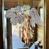 Acrylic Angel Statue Ornament Stained Glass Art Window Hanging Angel Pendant Home Decoration For Courtyard Garden