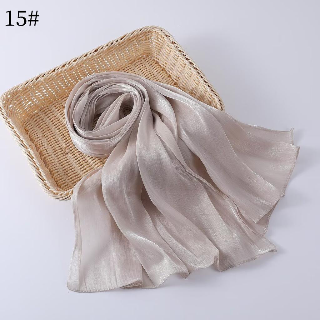 35 Colors Women Hijab Scarf Shiny Muslim Long Scarves Light Weight Soft Turban Shawl Organza Satin Shimmer Scarf
