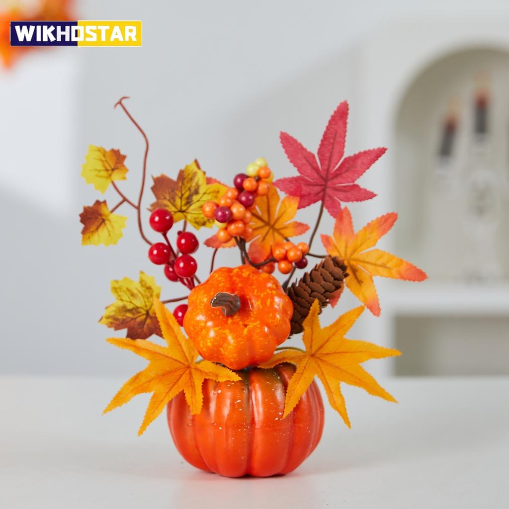 Decorazioni per Festa a Tema Autunnale Ornamenti Girasole Foglia d'Acero Giorno del Ringraziamento Bonsai Festa del Raccolto Fai da Te Felice Giorno di Halloween 2025