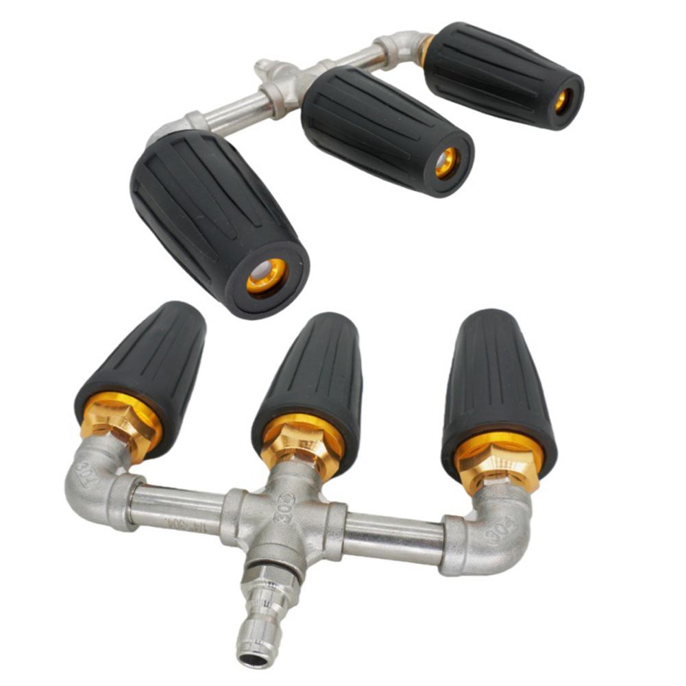 Pressure Washer-Turbo Nozzle Ceramic Cores Pressure Stainless Steel T-Joint Adapter 360° Rotating Turbos Efficiency Cleaning