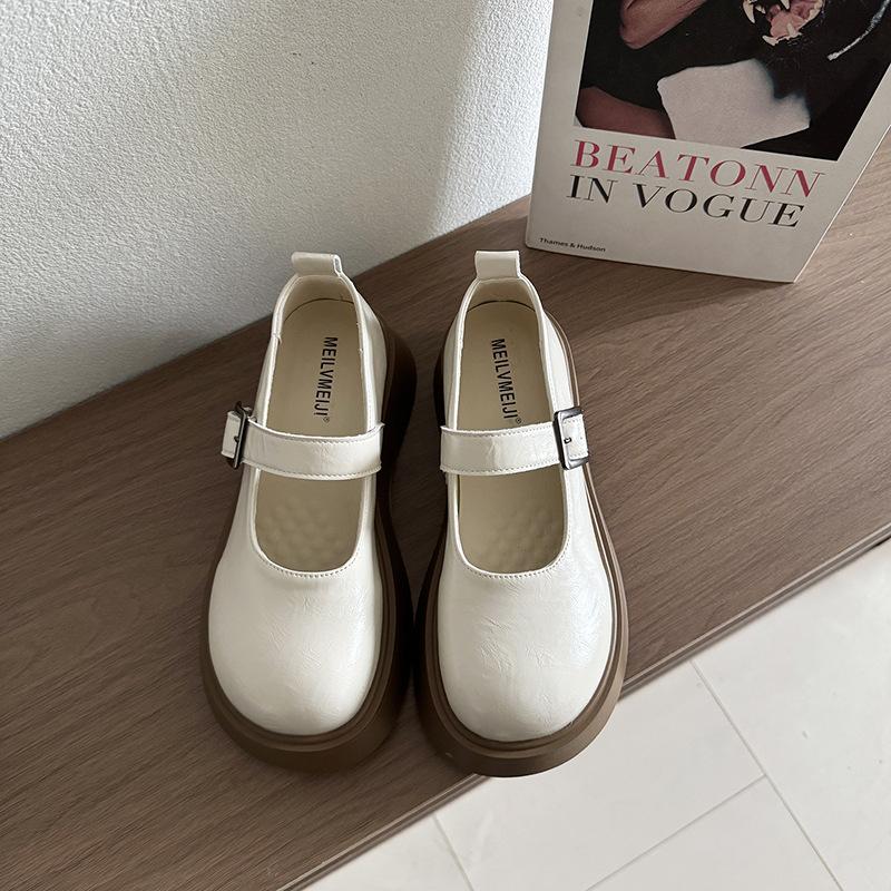 

French Mary Jane single shoes women s 2025 spring and autumn new platform Japanese jk retro princess style small leather shoes with skirt 35 белый