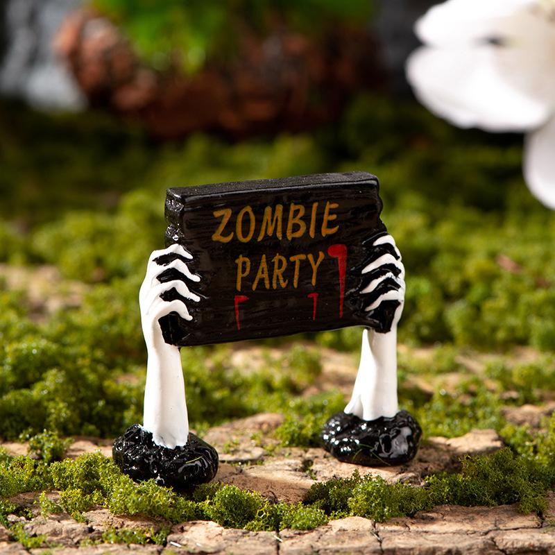 Halloween Harz Geister Schädel Grabstein Miniatur Figuren Puppenhaus Zubehör Halloween Hause Tisch Blumentopf Dekor