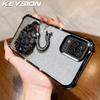 KEYSION Shockproof Plating Phone Case for Samsung A12 A22 4G Clear Soft TPU Glitter Jewelled Swan kickstand Back Cover for Galaxy M12