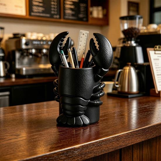 jijijing Lobster Pen Holder, 3D Printed Desktop Organizer, Crayfish Pencil Stand for Office Desk Student Supplies, Halloween Party Decoration Gift