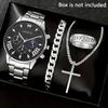 Watch Set, Watch, Men's Glass Quartz Watch, Steel Belt, One Men's Watch.