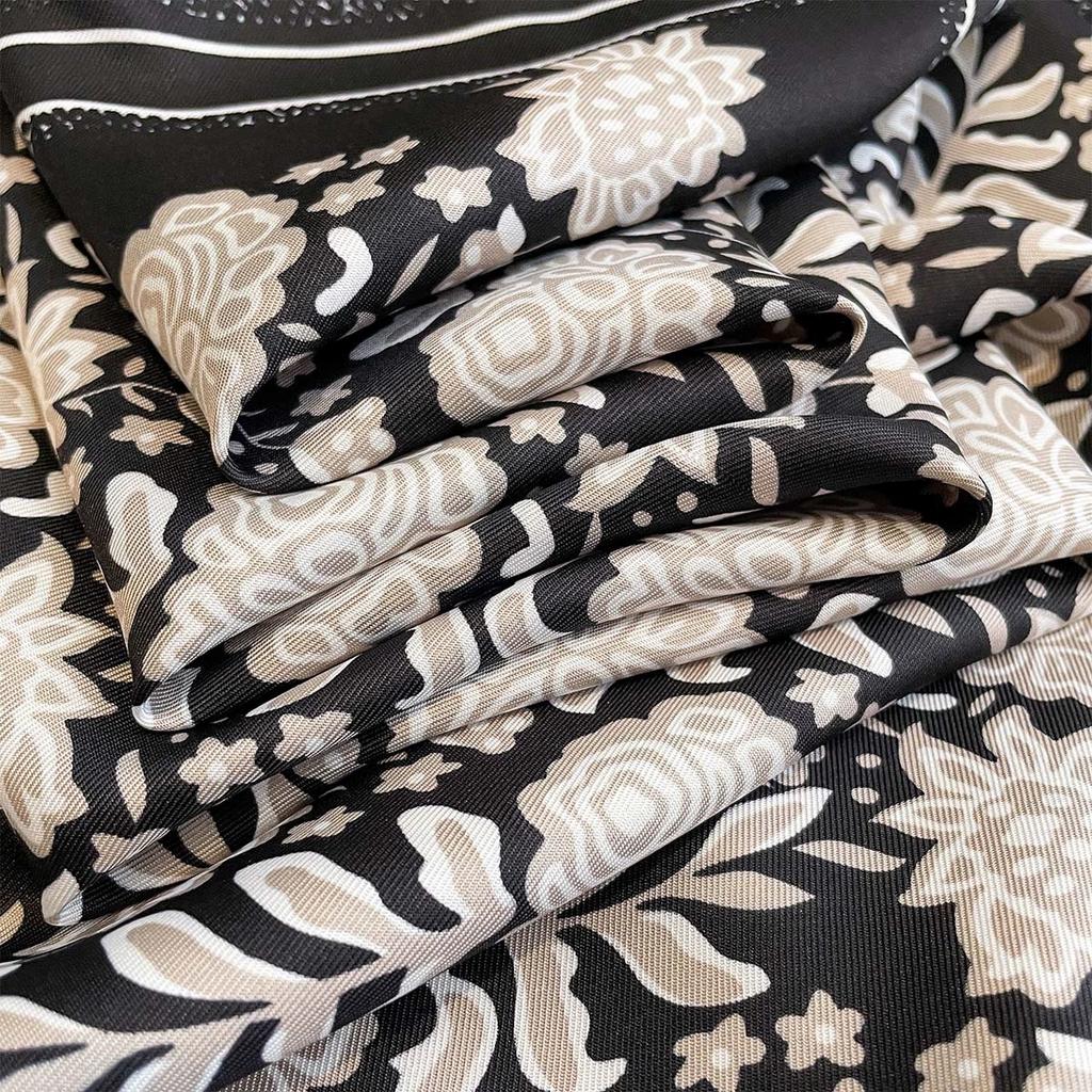 90X90Cm Decorative Square Shawl Scarf Flower Printed Handkerchief Scarf Women Bandana Headscarves