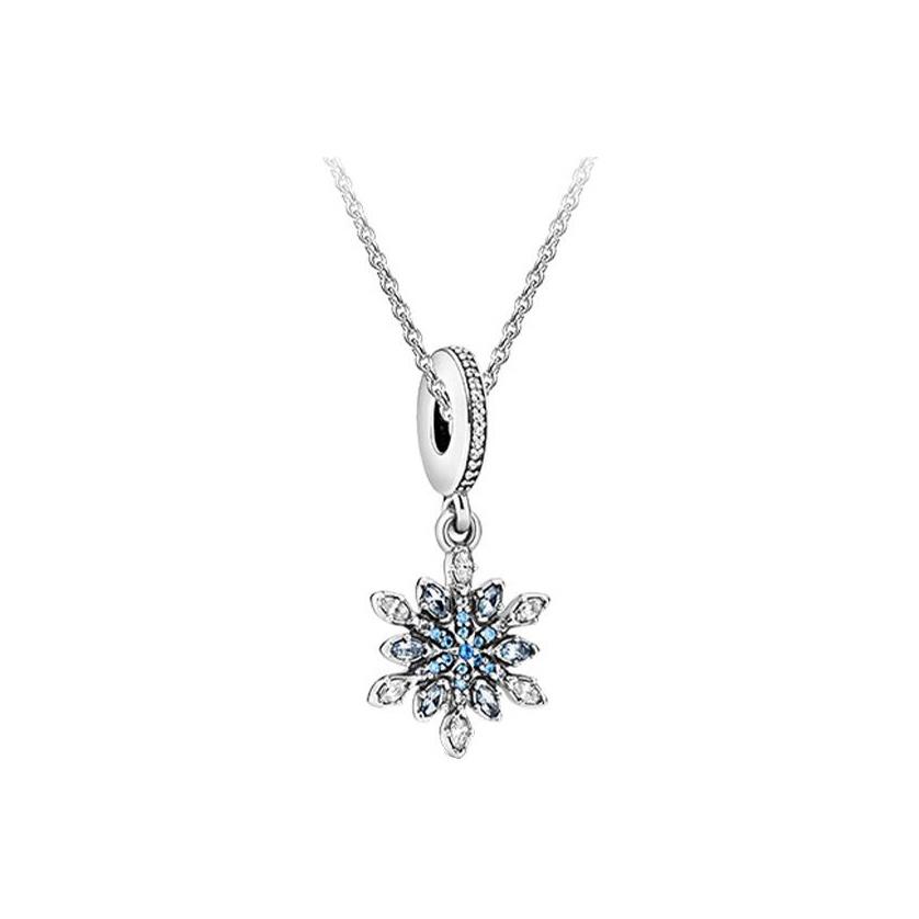 Pandora Crystal Snowflake Necklace Set Women necklaces Silver ZT1061 Box
