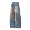 2026 Men Straight Leg Jean Pants Men Denim Pants High Waist Patchwork Vintage Knife Pants Male Streetwear Trousers Casual Wear