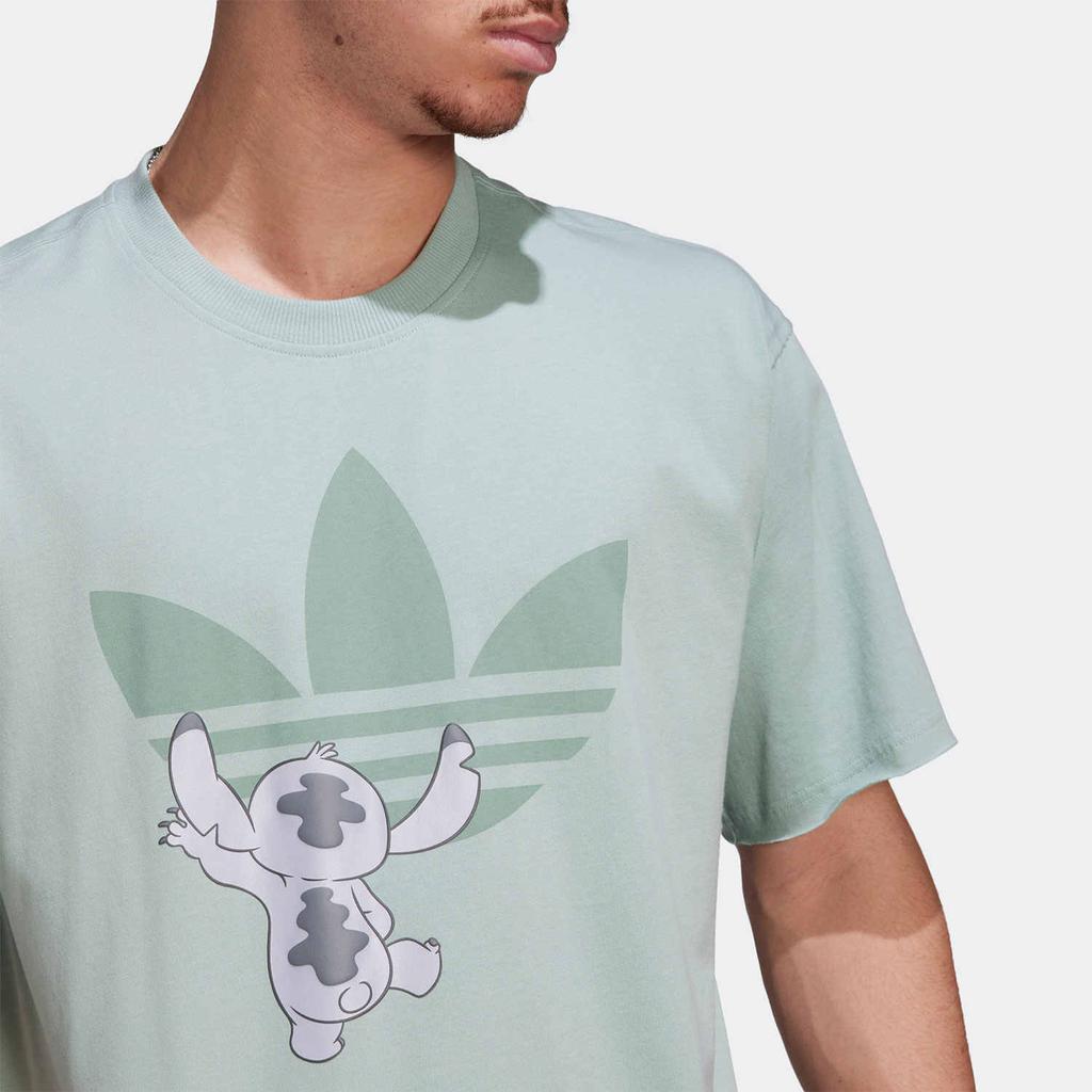 Adidas Originals X Disney Stitch Graphic Print Straight Cut Short Sleeve T-Shirt Unisex Tops Light-Green HT3951