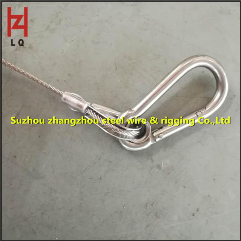 Stainless Steel 304 Crimped Wire Rope with Spring Buckle Rigging