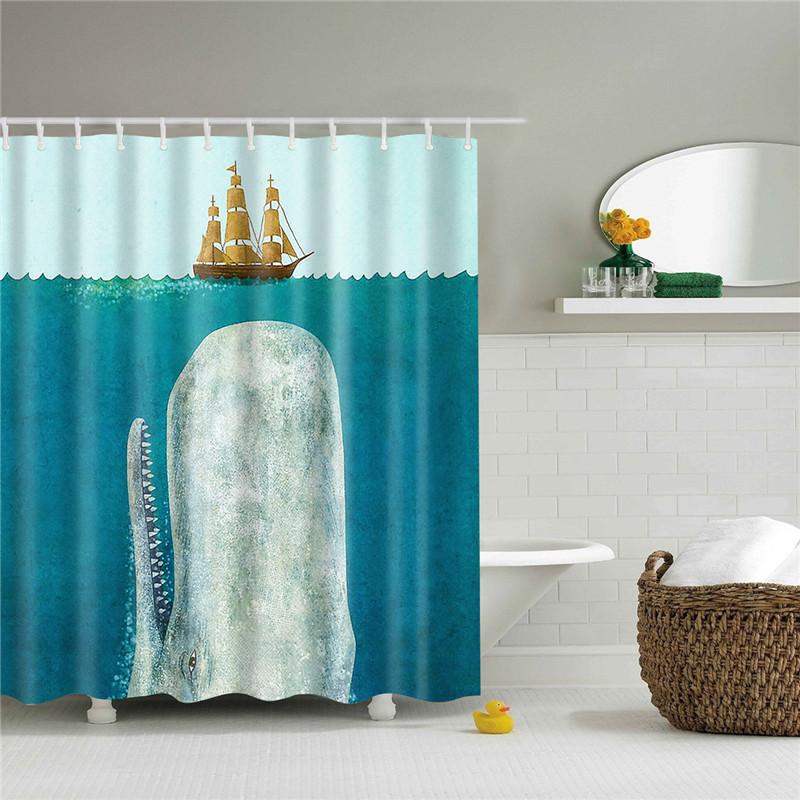 Animals Octopus Wolf Lion Seahorse Turtle Shower Curtains Bathroom Curtain Frabic Waterproof Polyester Bathroom Curtain Hooks