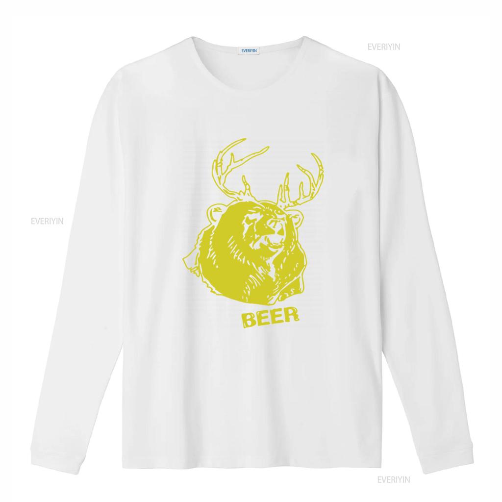 Bier Bär Reh Trinken Lustiges T-Shirt für Freizeit Vintage Gewaschen Leicht Bequem Weich Dehnbar Mode