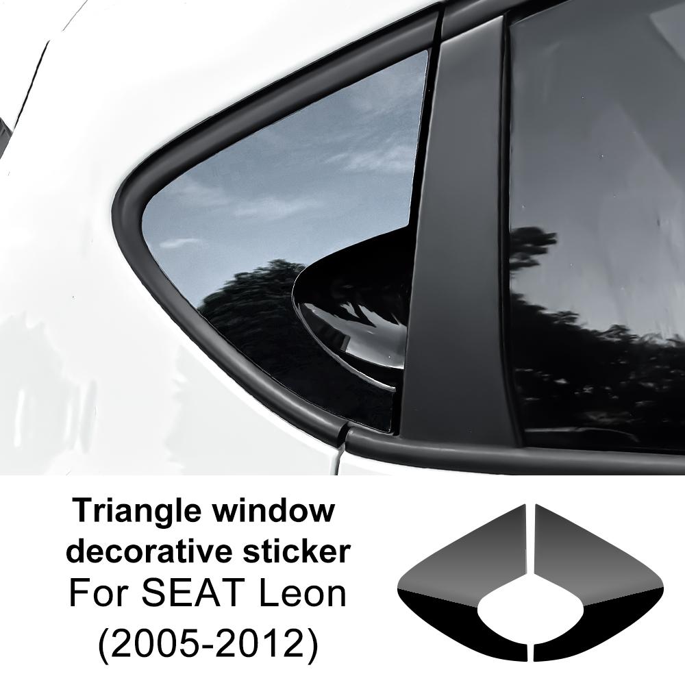 For Seat Leon MK2 1P Altea 2005 2006 2007 2008 2009 2010 2011 2012 Triangle Window Sticker Carbon Fiber Pattern Glossy Black